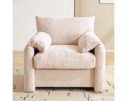 Pugsdrly Modern design, chenille stof, oversized fauteuil, decoratieve stoel, eenpersoonsbank, relaxfauteuil, geschikt voor de woonkamer en slaapkamer