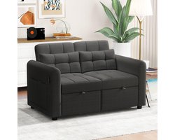 Pugsdrly Modern design: loveseat, 3-in-1 slaapbank met verstelbare rugleuning, USB, armleuningvakken en kussens. Geschikt voor de woonkamer, slaapkamer, appartement, enz.