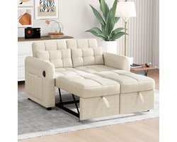 Pugsdrly Modern design: loveseat, 3-in-1 slaapbank met verstelbare rugleuning, USB, armsteunvakken en kussens. Geschikt voor de woonkamer, slaapkamer, appartement, enz.