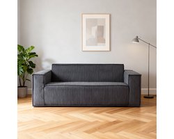 Pugsdrly Moderne bank van corduroy, comfortabele 2-zitsbank met diepe zitting, bank voor woonkamer/appartement/kantoor/huis, zonder poten/zonder montage/gemakkelijk te vervoeren (grijs)
