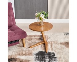Pugsdrly Moderne en minimalistische ronde houten tafel, bijzettafel van massief hout, bijzettafel voor bank, bijzettafel voor de woonkamer die onder de bank kan worden geschoven, tv-tafel voor kleine ruimtes, kan boven de bank worden geplaatst.