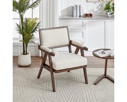 Pugsdrly Moderne fauteuil in stof uit het midden van de vorige eeuw Eenvoudige fauteuil met armleuningen Houten frame Gestoffeerde zitting Geschikt voor de inrichting van de woonkamer/slaapkamer/kantoor/bureau