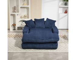 Pugsdrly Moderne slaapbank in corduroy Cloud Couch met 3 zachte kussens, comfortabele slaapbank voor één persoon voor in de woonkamer, appartement of kantoor (marineblauw)