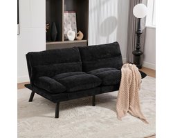 Pugsdrly Moderne tweezitsbank in chenille met ergonomisch ontwerp, met luchtige zitting, verstelbare rugleuning en armleuningen en metalen poten voor optimaal comfort en stabiliteit.