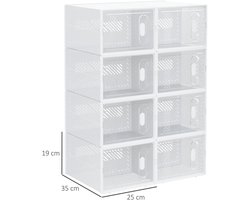 Pugsdrly Modulair rekkensysteem met 8 vakken insteekrek 25 cm x 35 cm x 19 cm transparant