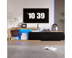 Pugsdrly Modulair tv-meubel met verrijdbare module en ledverlichting: flexibel 2-in-1-ontwerp, individueel combineerbaar, uitschuifbaar tot 2 m voor maximale flexibiliteit en optimale opbergruimte.