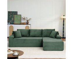 Pugsdrly Modulaire L-vormige corduroybank met een lengte van 239 cm, luxe vloerhoge bankstel, gestoffeerde meubels, compacte, met schuim gestoffeerde bank, geschikt voor woon- en slaapkamers, rechts