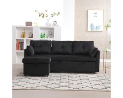 Pugsdrly Multifunctionele slaapbank met opbergruimte en uitschuifbaar bed, slaapbank met verwisselbare chaise longue, modulaire bank met opbergruimte, modulaire L-bank, modulaire hoekbank voor woonkamers