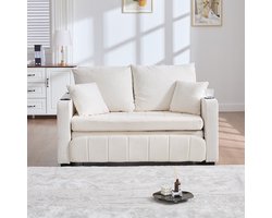 Pugsdrly Multifunctionele stoffen bank Opvouwbare slaapbank Kleine salonbank met twee functies Afneembaar en wasbaar Met opbergtas Met USB-oplaadfunctie Met bekerhouder