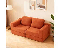 Pugsdrly - Opvouwbare slaapbank - Multifunctionele slaapstoel - Met traagschuim - Met rugsteun - Draagbare futonbank - In Oranje - Voor woonkamer, slaapkamer of kleine ruimtes