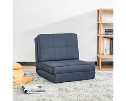 Pugsdrly Opvouwbare vloersofa slaapstoel vloerstoel 5-poots verstelbaar opvouwbare stoel slaapbank slaapbank eenpersoonsbank blauw 61 x 73 x 58 cm