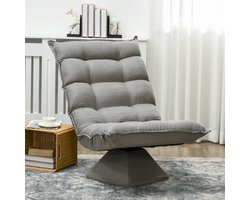 Pugsdrly Relaxfauteuil Leesfauteuil, draaibaar, fluweellook, 62 cm x 70 cm x 95 cm, lichtgrijs