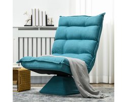 Pugsdrly Relaxfauteuil Leesfauteuil, draaibaar, fluweeloptiek, 62 cm x 70 cm x 95 cm, blauw