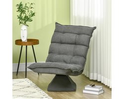 Pugsdrly Relaxfauteuil Leesfauteuil, draaibaar, linnenlook, 62 cm x 70 cm x 95 cm, grijs