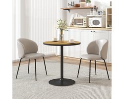 Pugsdrly - Ronde eettafel - Eikenhoutlook - Compact ontwerp - Voor 2-4 personen - Eiken - Zonder stoelen