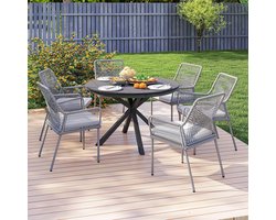 Pugsdrly Ronde tuintafel Ø 118 cm met aluminium frame voor balkon, veranda, terras, zwart