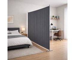 Pugsdrly Ruimteverdeler, uit één deel, groot, kamerscherm, 180 x 180 cm, privacybescherming voor binnen, vrijstaand, voor kantoor, slaapkamer, woonkamer, eetkamer, werkkamer - Grijs