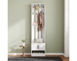 Pugsdrly Schoenenbank, schoenenkast, halmeubel, met 2 deuren, met achterwand en 8 haken, wit