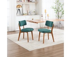 Pugsdrly Set van 2 moderne eetkamerstoelen in mid-century stijl, massief houten poten, gestoffeerde zitting voor in de keuken, eetkamer of kantoor