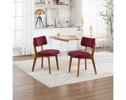 Pugsdrly Set van 2 moderne eetkamerstoelen in mid-century stijl, massief houten poten, gestoffeerde zitting voor in de keuken, eetkamer of kantoor