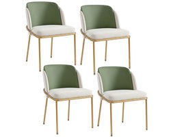 Pugsdrly Set van 4 moderne stoelen met schuine stoelpoten en verstelbare voetjes, ideaal voor de woonkamer, open kantoorruimte, eetkamer (groen + goud),Zonder de tafel