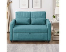 Pugsdrly [Slaapbank] Tweepersoons slaapbank, uitschuifbaar ontwerp, eenvoudig en modern, eigentijdse stijl, rugleuning in drie standen verstelbaar, ademende katoen- en linnen stof