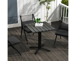 Pugsdrly Terrastafel, voor 4 personen, houtlook, aluminium frame, 70 x 70 x 76 cm, grijs