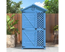 Pugsdrly Tuinmeubelen van hout voor buiten Opbergschuur, gereedschapsschuur voor tuin, terras, kleurvast, weerbestendig, onderhoudsvrij, milieuvriendelijk, veilig en beschermd, blauw