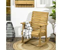 Pugsdrly Tuinstoel, schommelfunctie, brede zitting en rugleuning, natuurlijk hout, 64 x 86 x 85 cm