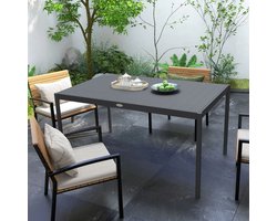 Pugsdrly Tuintafel Buiten tafel, weerbestendig, aluminium, 145 x 90 x 74 cm, donkergrijs
