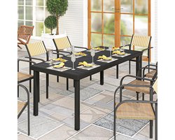 Pugsdrly Tuintafel Buitentafel Buitentafel, weerbestendig, 190 x 90 x 74 cm, Zwart