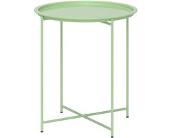 Pugsdrly Tuintafel, ronde buitenbijzettafel van staal met uitneembaar dienblad, opvouwbaar ontwerp, terrastafel, groen