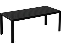 Pugsdrly Tuintafel van kunststof 190 x 84,5 x 72 cm Weerbestendig, houtlook, houtstructuur, antislip Buffettafel Kampeertafel Balkontafel Terrastafel Outdoor eettafel voor tuin, balkon Zwart
