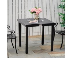 Pugsdrly Tuintafel voor 4 personen Eettafel Aluminiumtafel Tuinmeubelen Loungemeubelen Onderhoudsvriendelijk Kunststof Zwart 78 x 78 x 74 cm