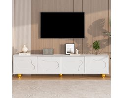 Pugsdrly TV-meubel 180*40*45 cm, mooi cartoon TV-meubel, laag meubel met 2 kasten, TV-meubel in de vorm van een wolk, TV-meubel met 5 poten, draagvermogen tot 60 kg, geschikt voor 75 inch