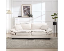 Pugsdrly - Tweepersoonsbank - Modern en Eenvoudig - Met Kussens - Gezellig en Ruim - Beige - Voor Woonkamer, Slaapkamer of Kantoor