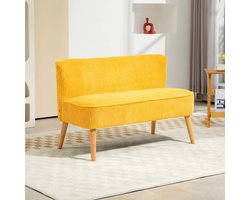 Pugsdrly Tweezitsbank, elegant Scandinavisch design, massief houten frame, tot 150 kg, 117 x 56,5 x 77 cm, geel