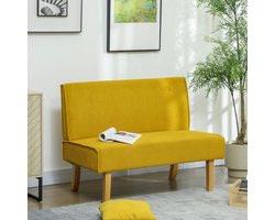 Pugsdrly Tweezitsbank met cordury bekleding, dikke vulling en stevige houten poten voor woonkamer, slaapkamer, kantoor, geel