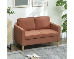 Pugsdrly Tweezitsbank met opbergruimte en stevige houten poten, voor woonkamer, slaapkamer, 117 x 63 x 79 cm, oranje