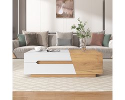 Pugsdrly Uitschuifbare salontafel, salontafel met lades, bijzettafel met kleurblokstructuur