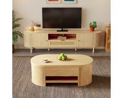 Pugsdrly Woonkamermeubelset met hoogteverstelbare salontafel en tv-meubel – modern design, opbergruimte, afgeronde hoeken – harmonieus op elkaar afgestemd (ook afzonderlijk verkrijgbaar)