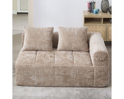 PugsdrlyComfortabele bank voor 2 personen, geen montage nodig, zachte bank met kussen, zijvakken voor afstandsbediening en mobiele telefoon, verzorgd en elegant, kleur kaki