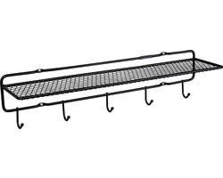 PUHLMANN - frame, kapstok, 7 mm staal, COATRACK, hoedenplank, 5 haken, 60 cm, zwart