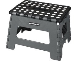 PUHLMANN - inklapbare kruk, JAMES, plastic, grijs, 22 cm hoog, max 100 kilo