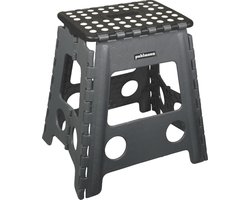 PUHLMANN - inklapbare kruk, JAMES, plastic, grijs, 40 cm hoog, max 90 kilo