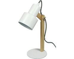 PUHLMANN - lamp DESK met schakelaar, metaal / grenen hout, wit