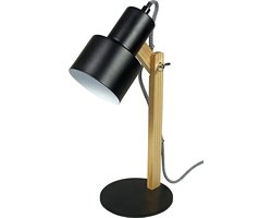 PUHLMANN - lamp DESK met schakelaar, metaal / grenen hout, zwart