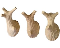 PUHLMANN - wandhaak, takjes, set/3, 3 WOODEN TWIGS, linden wood FSC
