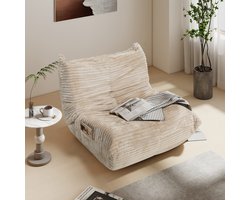 Puluomis - Relaxfauteuil - Lazy Stoel - Flueel Fleece Zitzak Stoel voor Binnengebruik - 90x100x69cm - Beige
