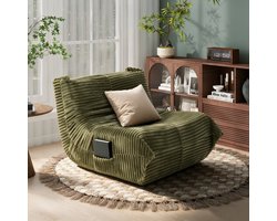 Puluomis - Relaxfauteuil - Lazy Stoel - Flueel Fleece Zitzak Stoel voor Binnengebruik - 90x100x69cm - Groente
